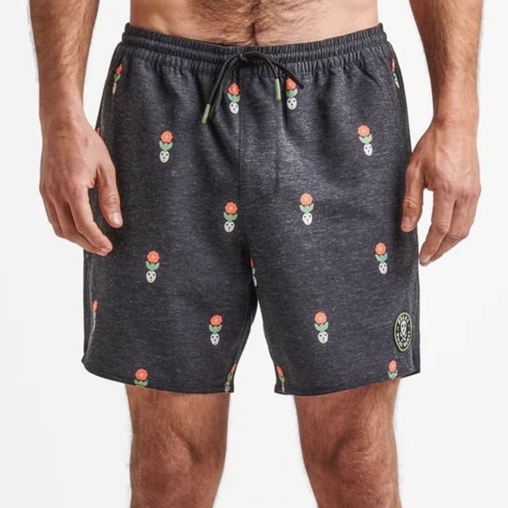 Roark Shorey Swim Trunk Board Shorts 16" Men's XL Black Skulls Beach Preppy NWT
